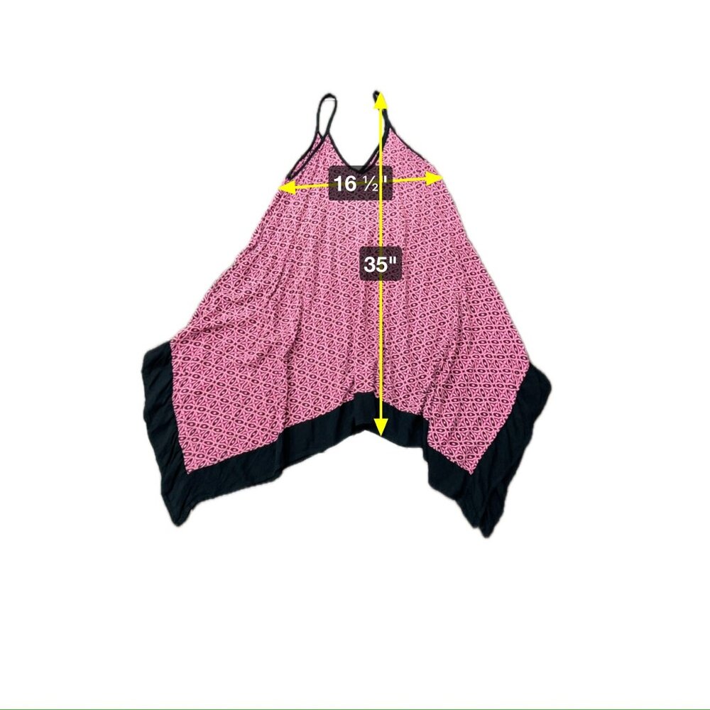 Pink & Black Geometric Patterned Loose-Fit Dress With Asymmetrical Hem - Picture 5 of 6